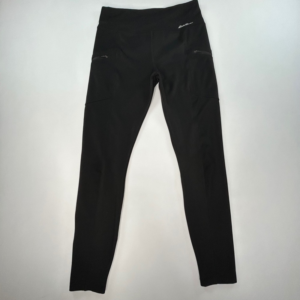 Eddie Bauer Womens Leggings M Black High Rise Cargo Pockets Hiking Activewear